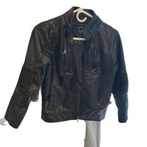 Kids Black Vegan Leather Jacket